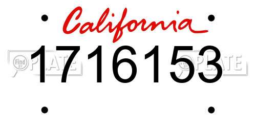 1716153 California License Plate