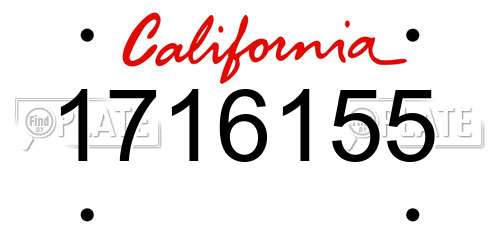 1716155 California License Plate