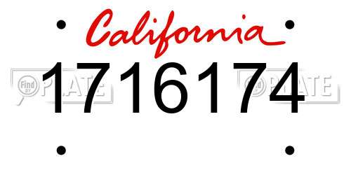 1716174 California License Plate