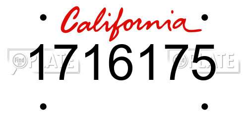 1716175 California License Plate