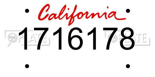 1716178 California License Plate