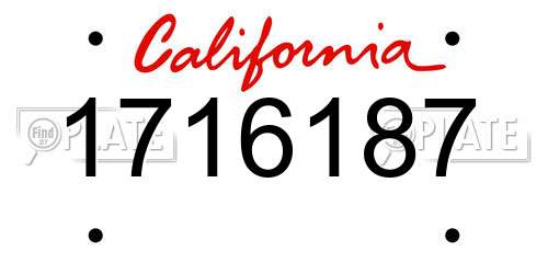1716187 California License Plate