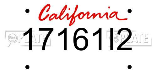17161I2 California License Plate