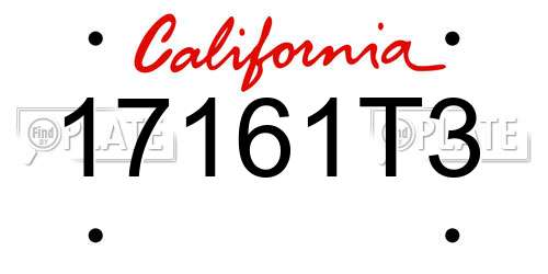 17161T3 California License Plate