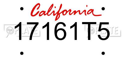 17161T5 California License Plate