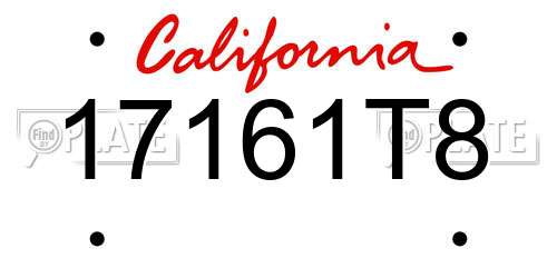 17161T8 California License Plate