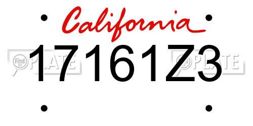 17161Z3 California License Plate