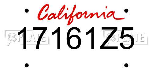 17161Z5 California License Plate