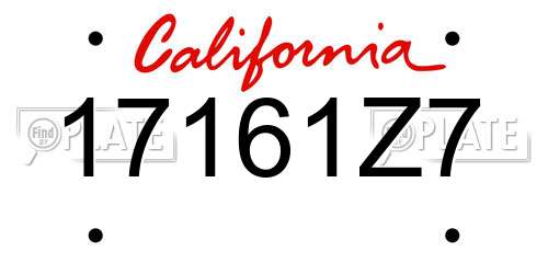 17161Z7 California License Plate