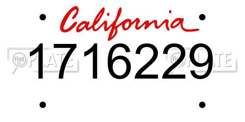 1716229 California License Plate