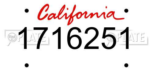 1716251 California License Plate