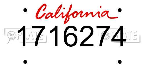 1716274 California License Plate