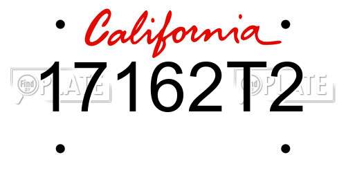 17162T2 California License Plate