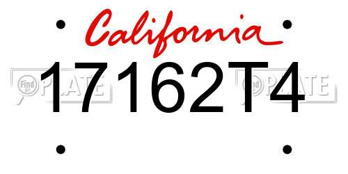 17162T4 California License Plate