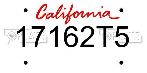 17162T5 California License Plate