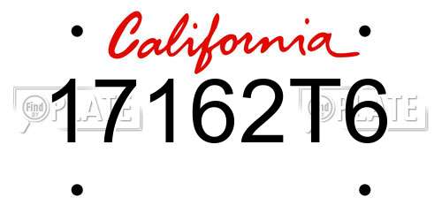 17162T6 California License Plate