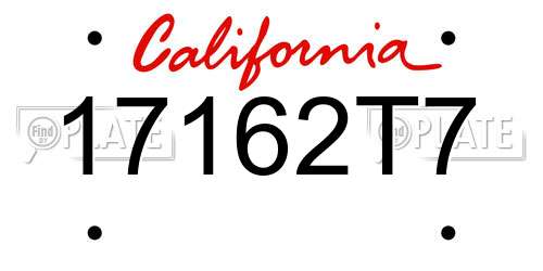 17162T7 California License Plate