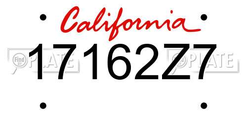 17162Z7 California License Plate