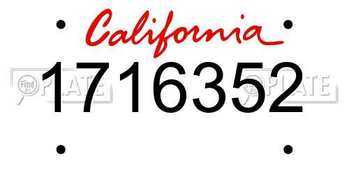 1716352 California License Plate