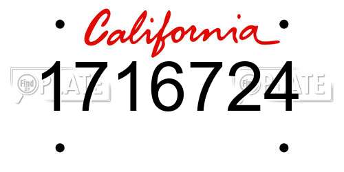 1716724 California License Plate