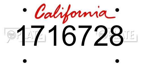 1716728 California License Plate
