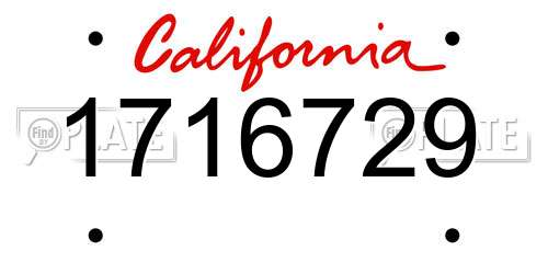 1716729 California License Plate