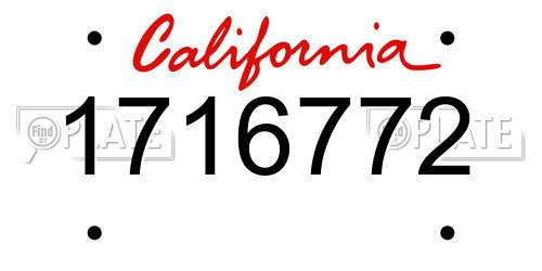 1716772 California License Plate