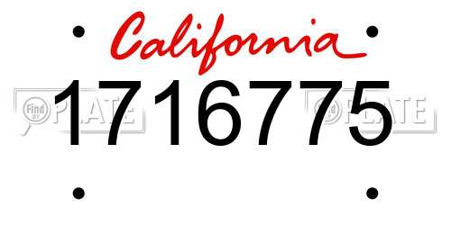 1716775 California License Plate