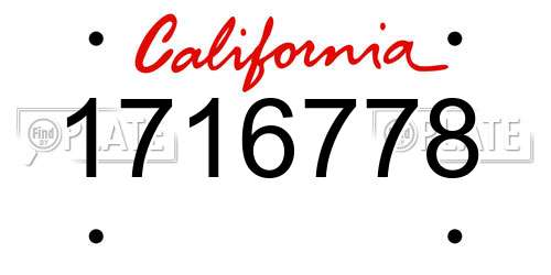 1716778 California License Plate
