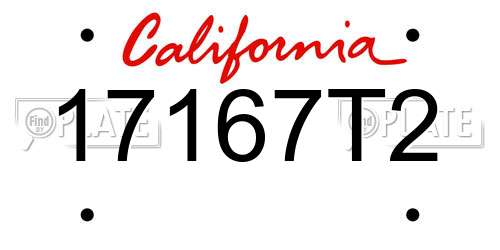 17167T2 California License Plate
