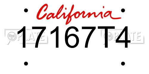 17167T4 California License Plate
