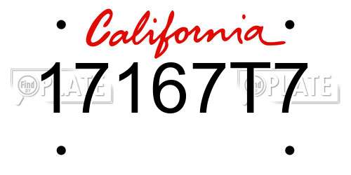 17167T7 California License Plate