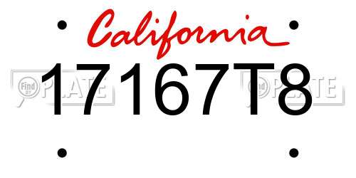 17167T8 California License Plate
