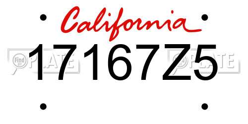 17167Z5 California License Plate