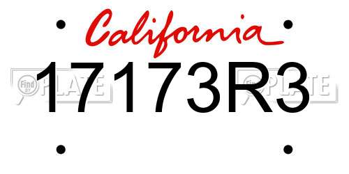 17173R3 California License Plate
