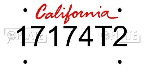 17174T2 California License Plate