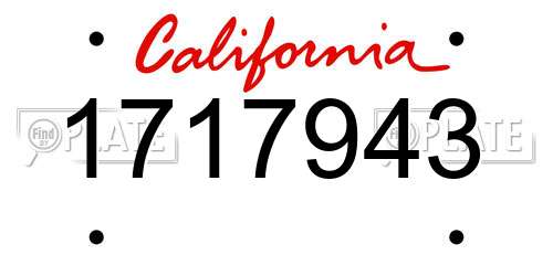 1717943 California License Plate