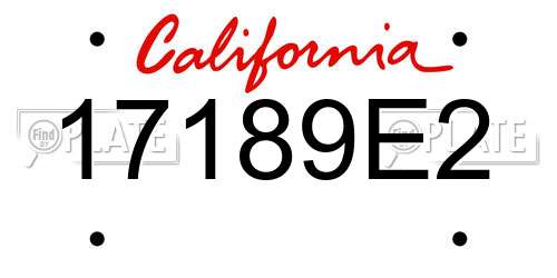 17189E2 California License Plate