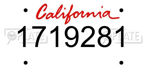 1719281 California License Plate