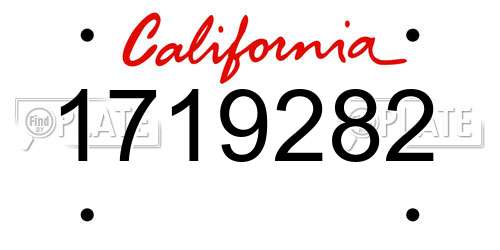1719282 California License Plate