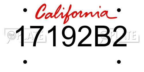 17192B2 California License Plate