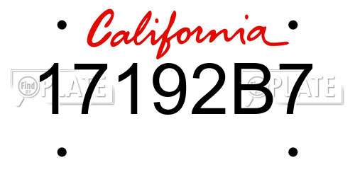 17192B7 California License Plate