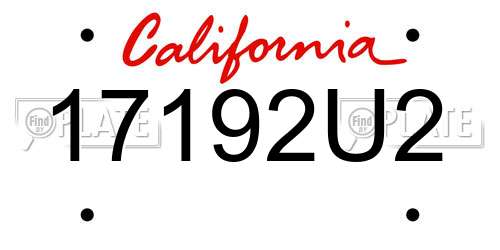 17192U2 California License Plate