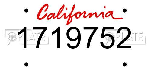 1719752 California License Plate