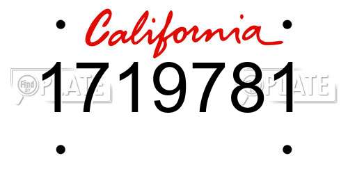1719781 California License Plate