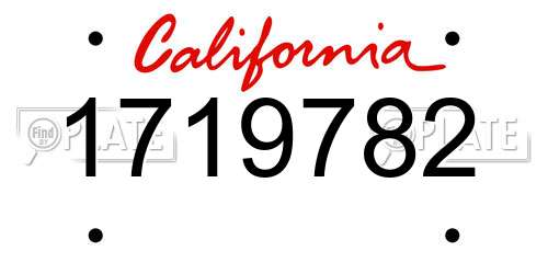 1719782 California License Plate