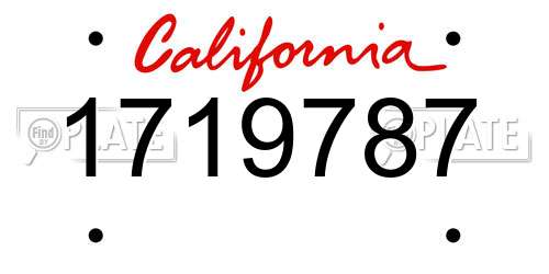 1719787 California License Plate