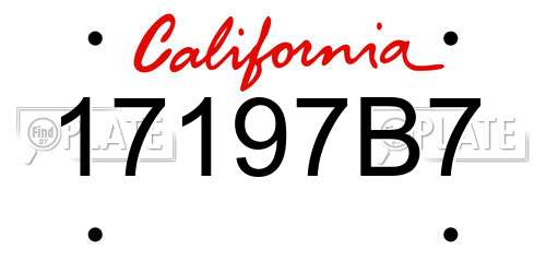 17197B7 California License Plate