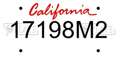 17198M2 California License Plate