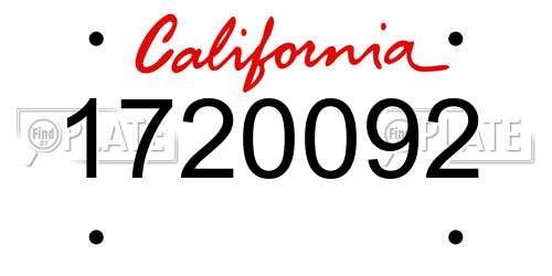 1720092 California License Plate